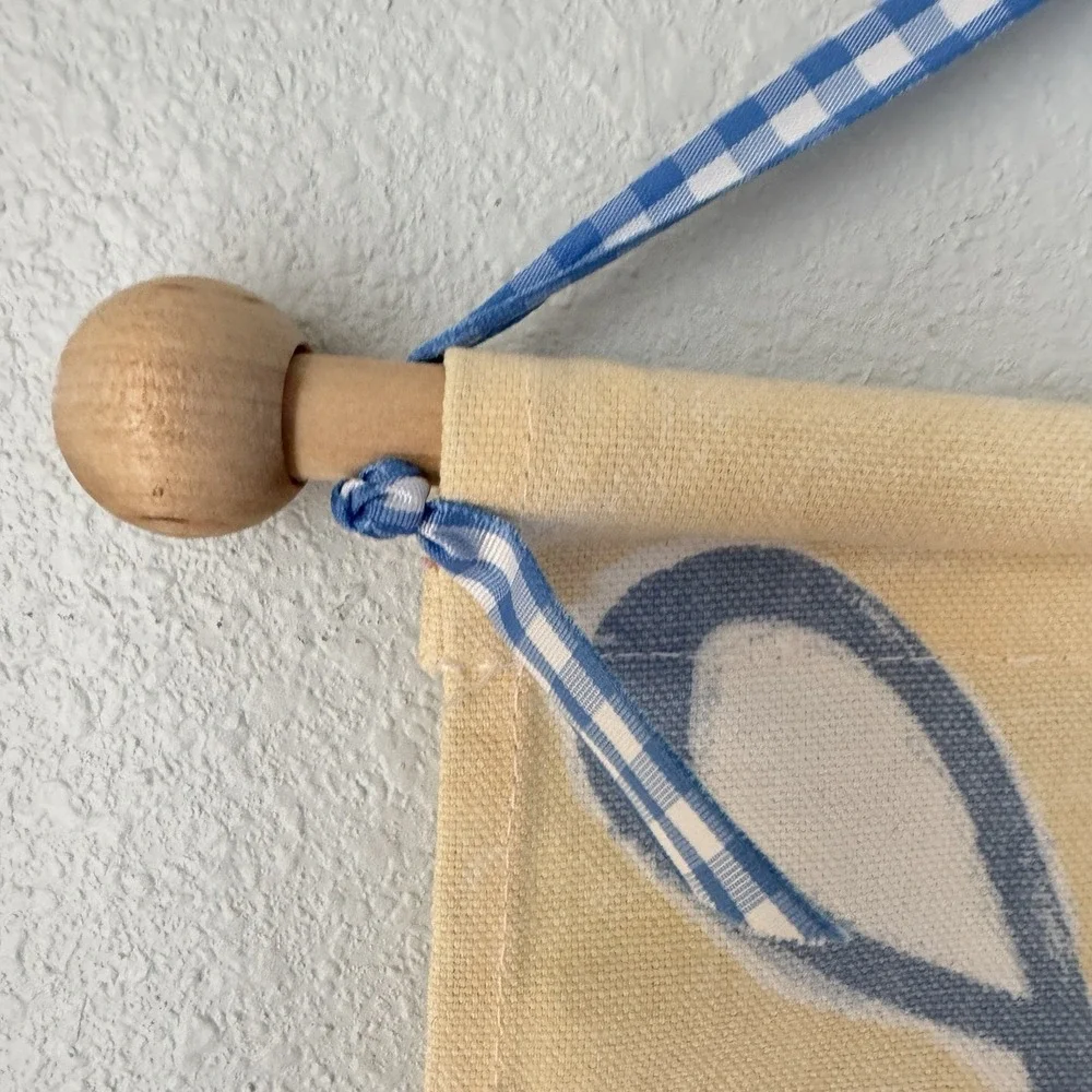 Vtg Y2k Pottery Barn Kids Baby Boy Sheep Canvas Wall Hanging‎ Art Banner Decor